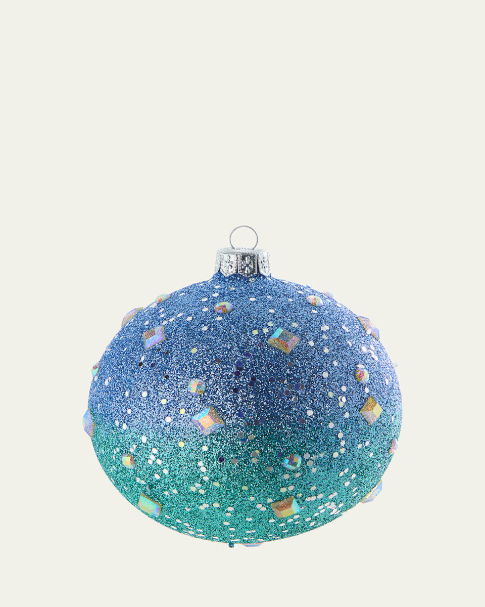 Blue/Green Ombre Glitter Ball Ornament